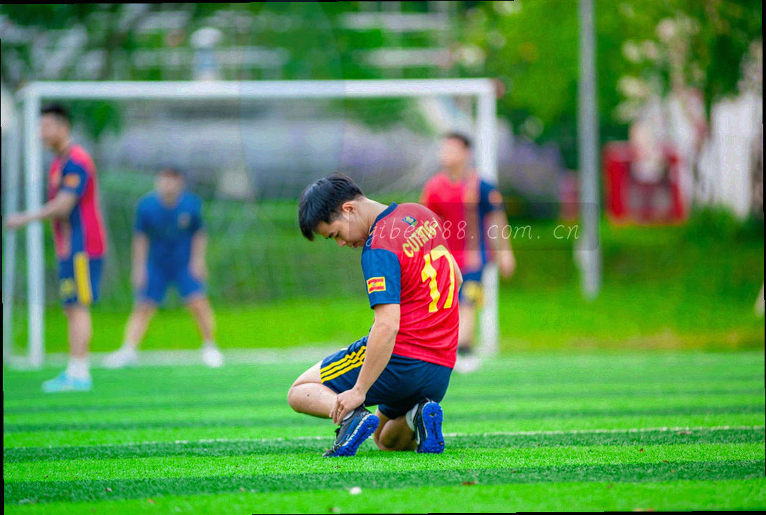 训练场灯光下的球门与草皮纹理